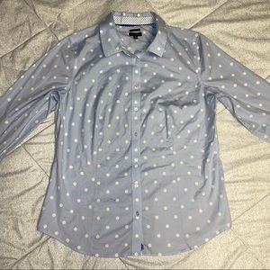 Talbots Burton Down Shirt Light Purple With White Polka Dots Size 12